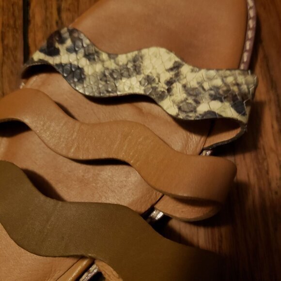 Madewell The Wave Slide Leather Sandal Snakeskin Womens Shoes Size 8.5 Pre-Owned - Picture 7 of 13